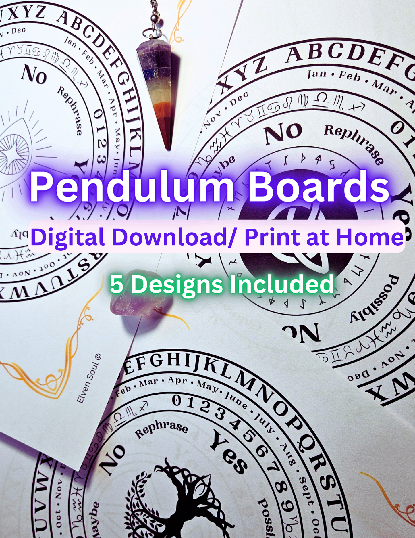 Printable Pendulum Boards/ Digital Downloads/ Divination Tools/ Pendulum Spirit Board/ Print at Home Pendulum Chart