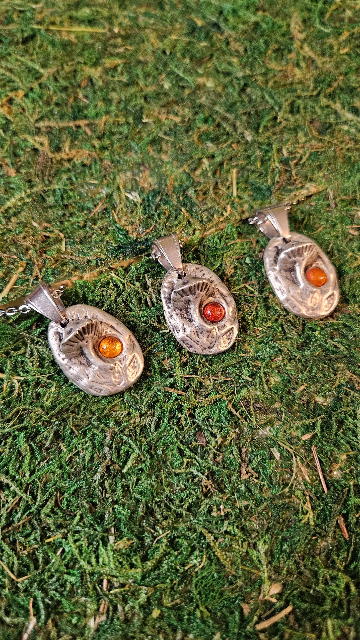 Pewter Mushroom Necklace/ Amber Stone/ Pewter Cast Jewelry/ Shroom/ Magic Mushroom Pendant/ Stainless Steel Chain/ By Elven Soul