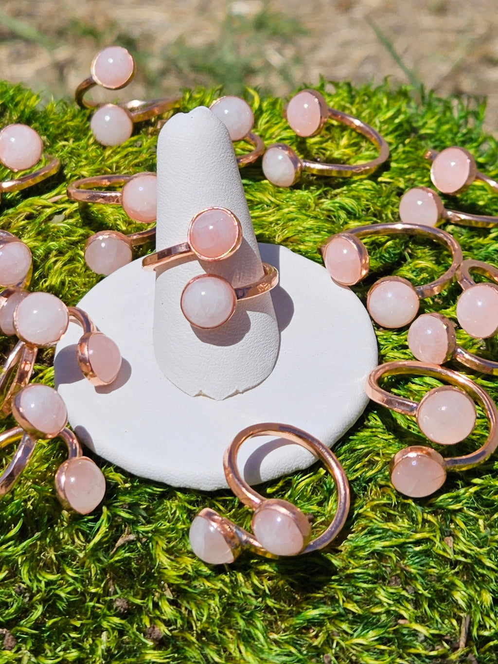 The Aphrodite Ring by Elven Soul/ Double Rose Quartz Copper Ring/ Adjustable Band/ Wrap Ring /Hammered Copper Jewelry/ Anniversary/ Stone