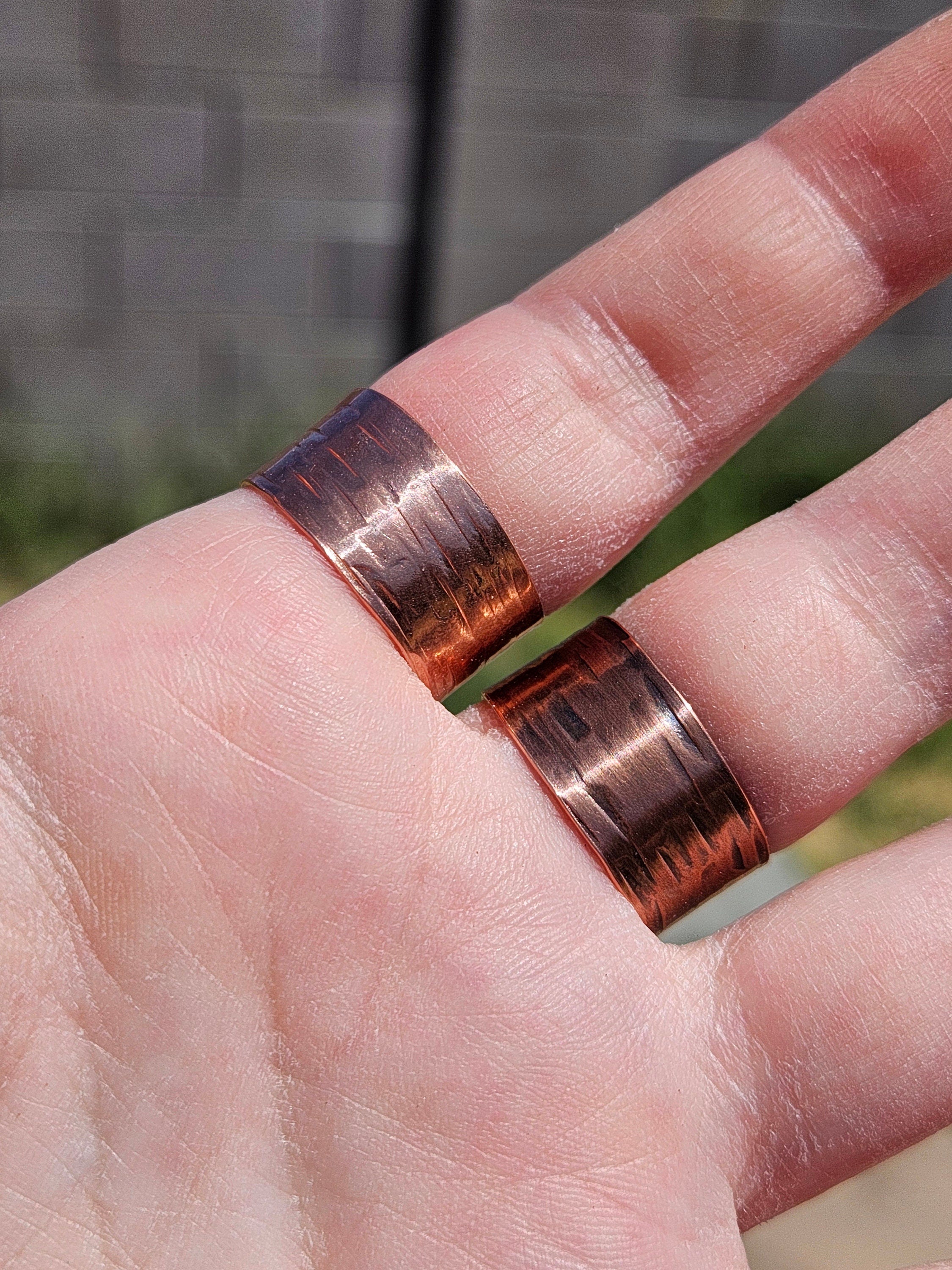 Copper Tree Bark Ring/ Adjustable Copper Ring/ Wide Ring Band/ Rustic Copper Jewelry / Elven Soul