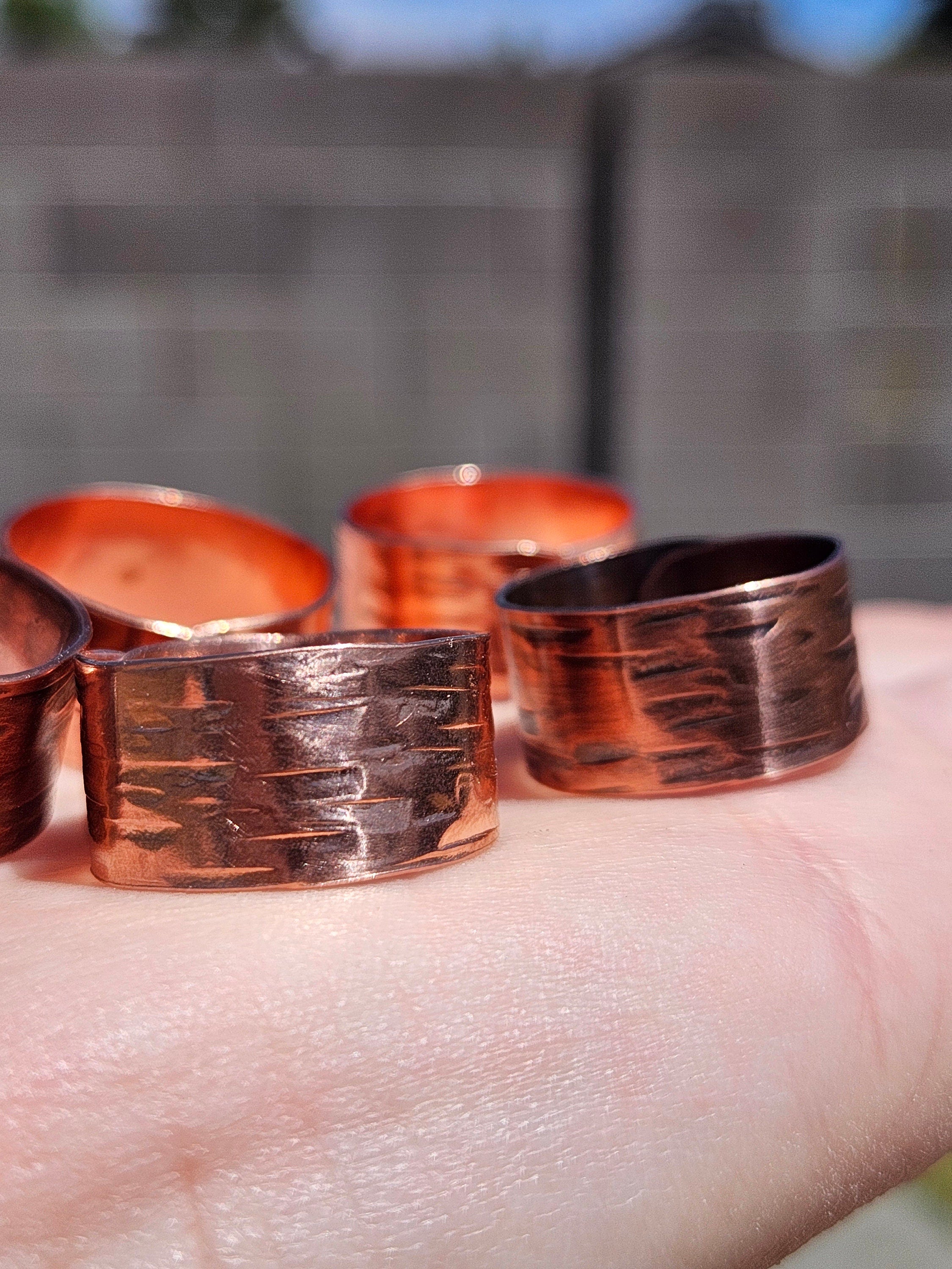 Copper Tree Bark Ring/ Adjustable Copper Ring/ Wide Ring Band/ Rustic Copper Jewelry / Elven Soul