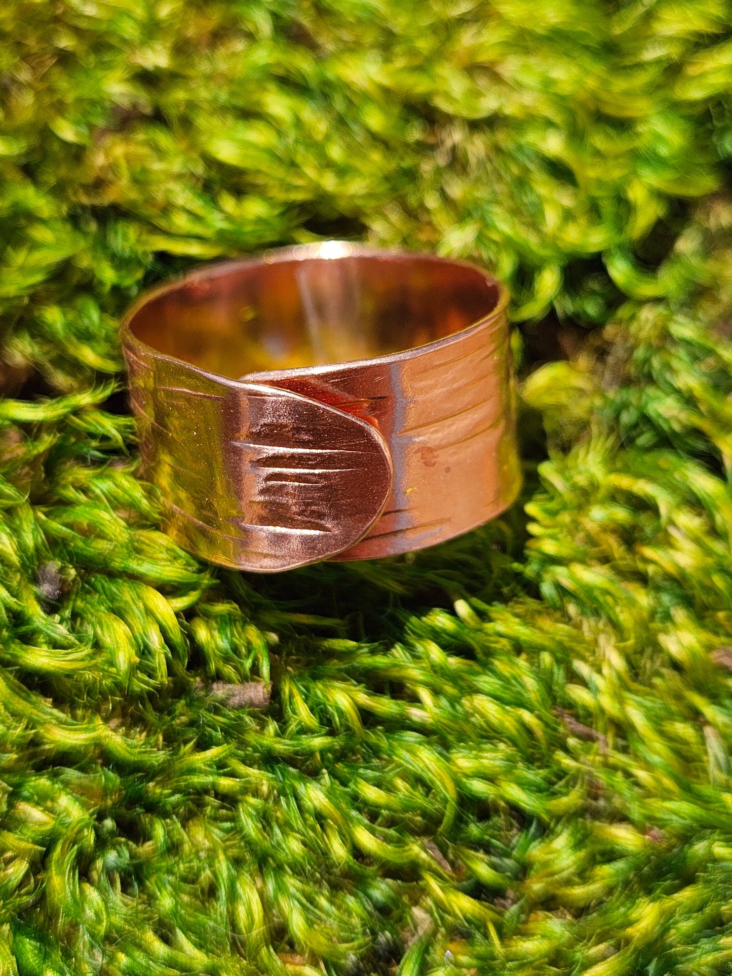 Copper Tree Bark Ring/ Adjustable Copper Ring/ Wide Ring Band/ Rustic Copper Jewelry / Elven Soul