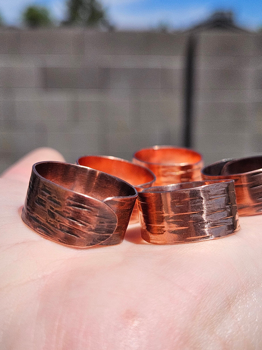 Copper Tree Bark Ring/ Adjustable Copper Ring/ Wide Ring Band/ Rustic Copper Jewelry / Elven Soul