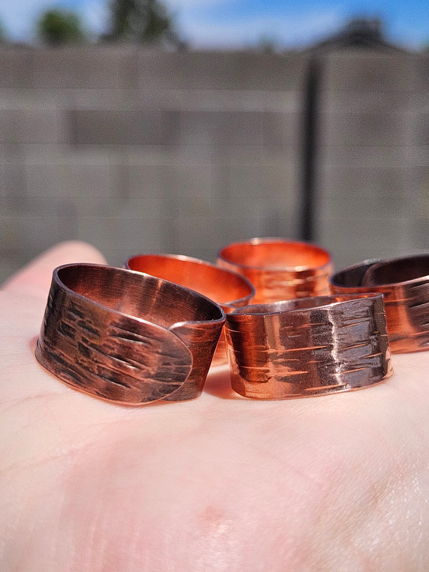 Copper Tree Bark Ring/ Adjustable Copper Ring/ Wide Ring Band/ Rustic Copper Jewelry / Elven Soul