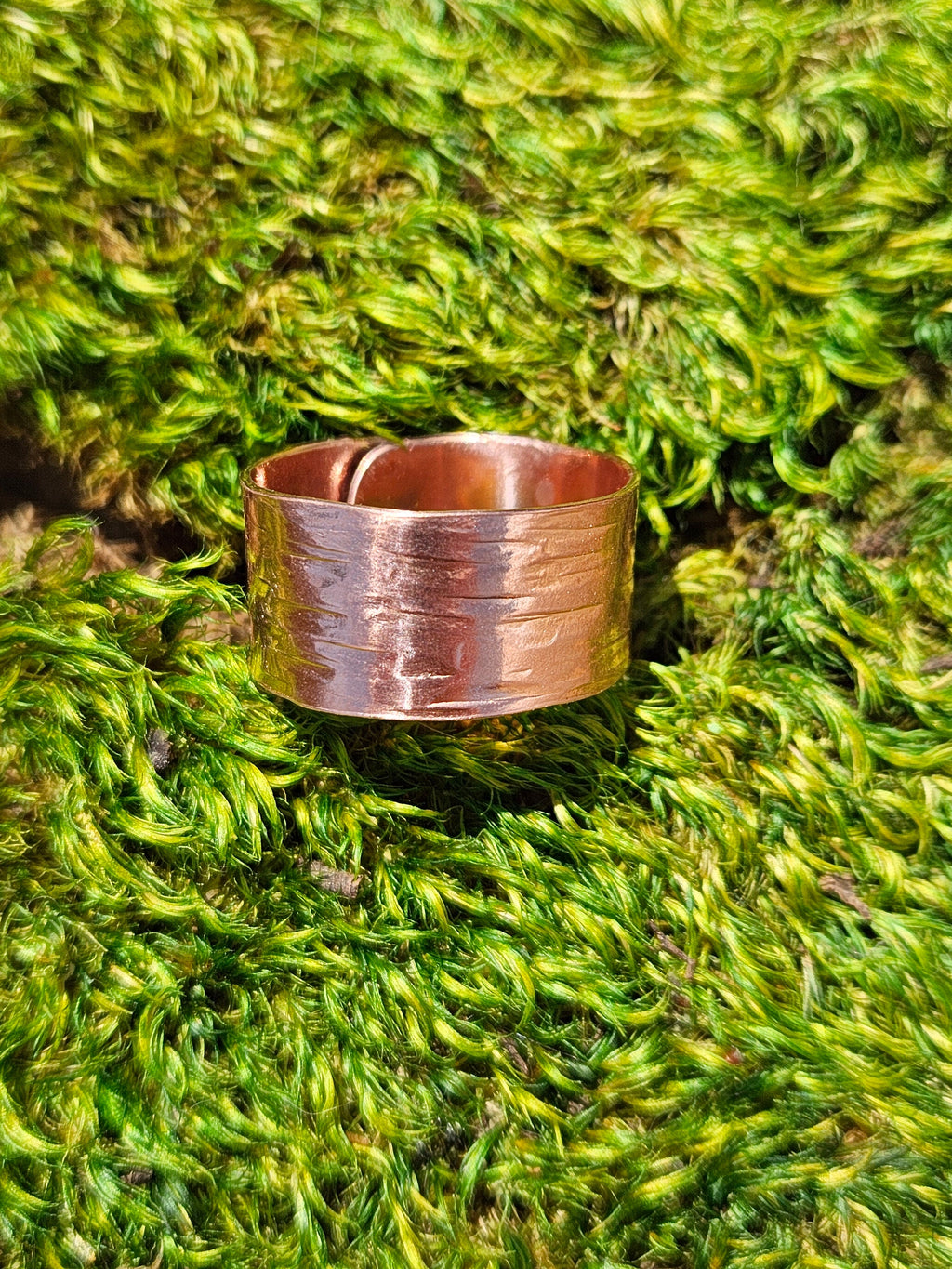 Copper Tree Bark Ring/ Adjustable Copper Ring/ Wide Ring Band/ Rustic Copper Jewelry / Elven Soul