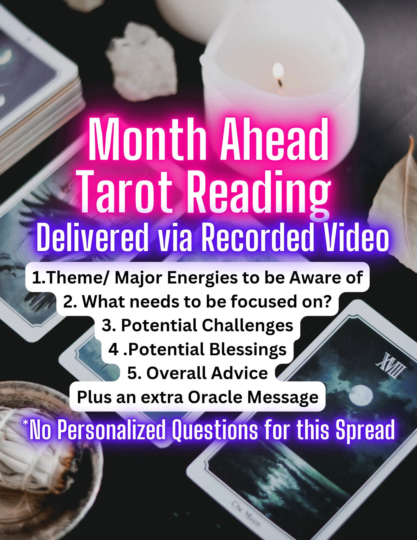 Month Ahead Tarot Card Reading/ Delivered via Recorded Video Within 24 Hours/ Tarot Plus Oracle Message