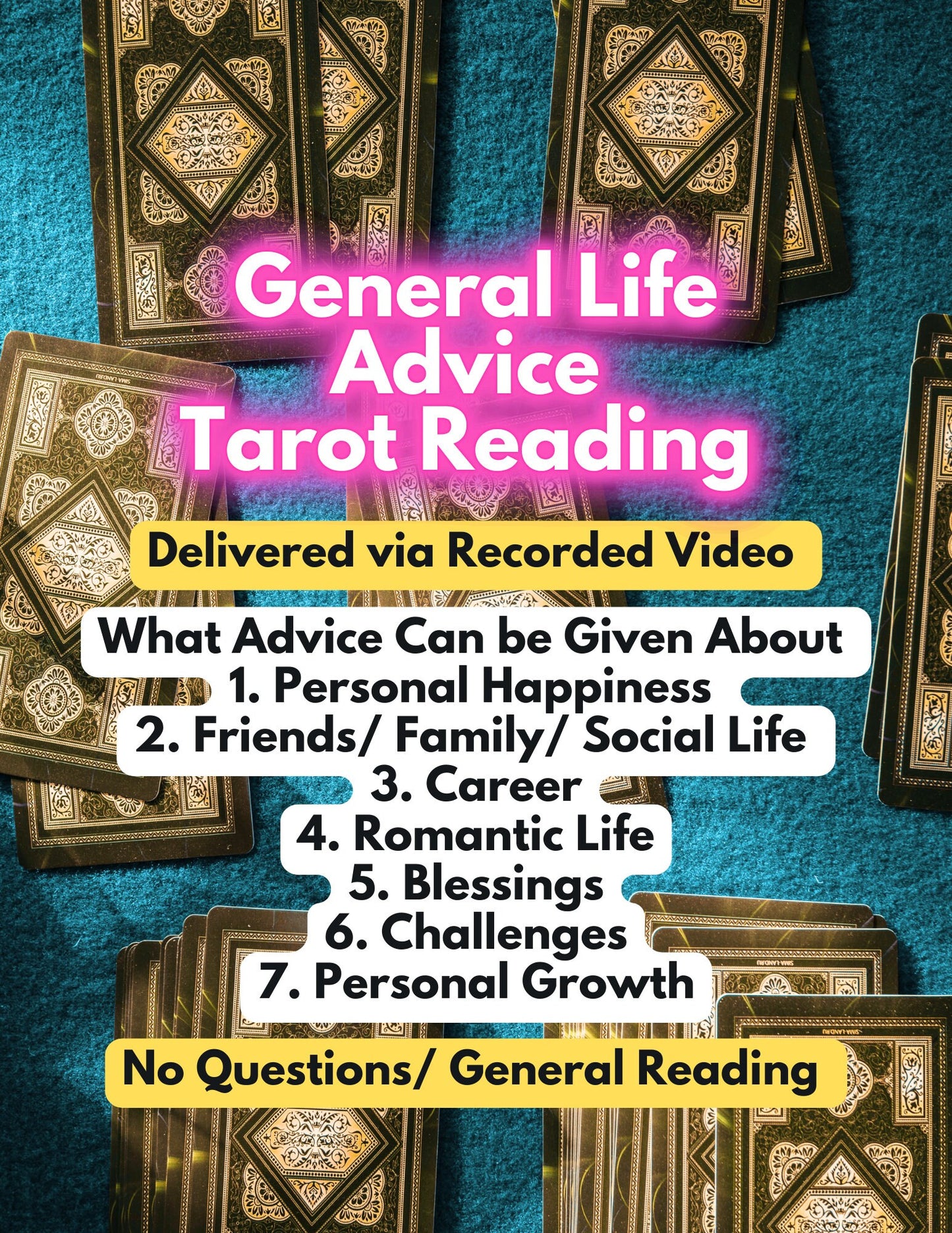 General Life Advice Tarot Card Reading/ Romance/ Career/ Personal Growth/ Happiness/ Blessings/ Delivered via Recorded Video Within 24 Hours