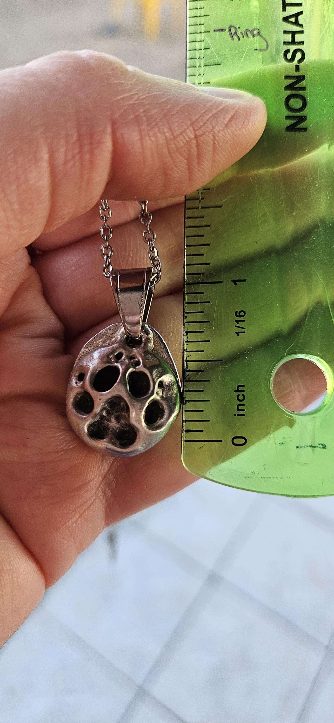 Pewter Dog Paw Print Necklace/ Silver Toned Pendant/ Hand Cast Pewter from Hand Sculpted Design/ Jewelry By Elven Soul