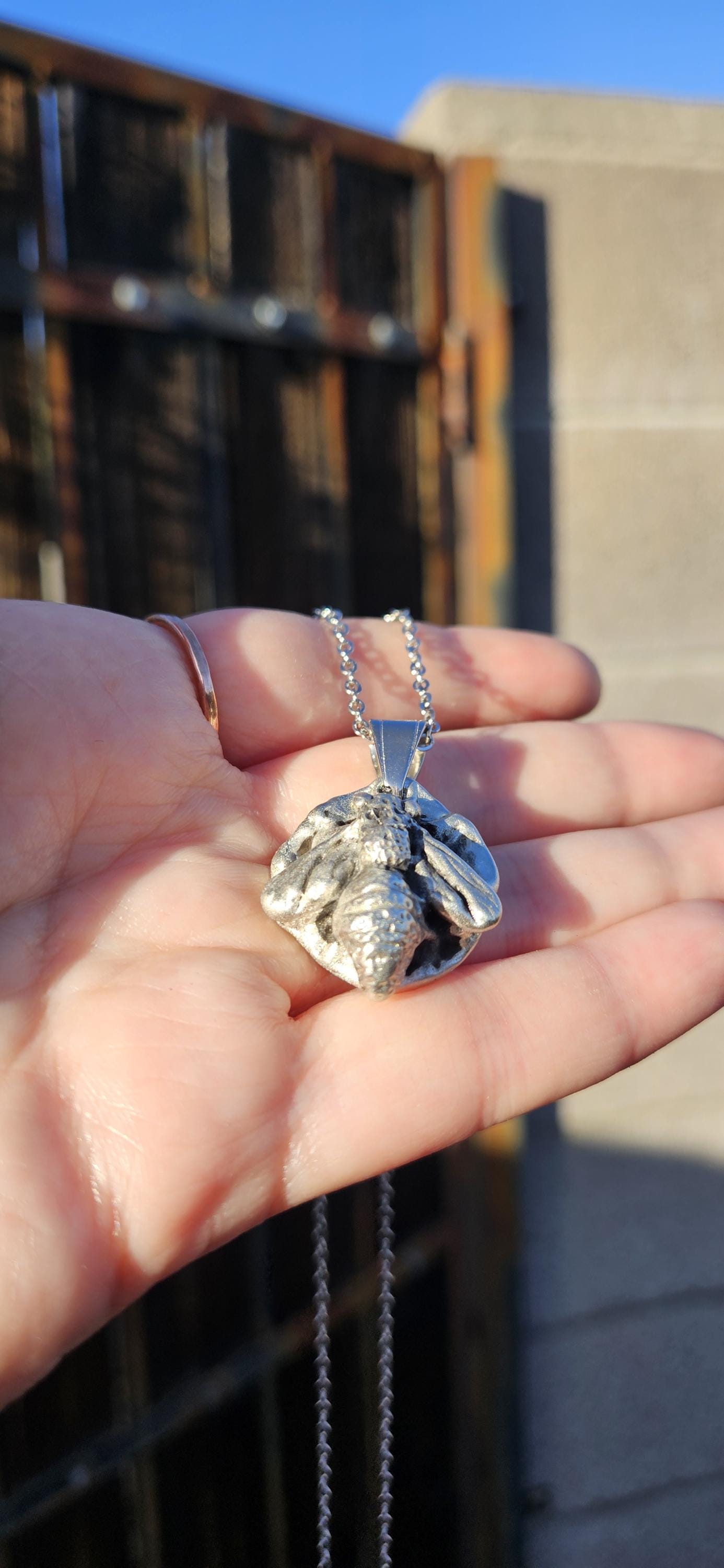 Pewter Honeybee Necklace/ Silver Toned Pendant/ Hand Cast Pewter from Hand Sculpted Design/ Bee Jewelry/ By Elven Soul