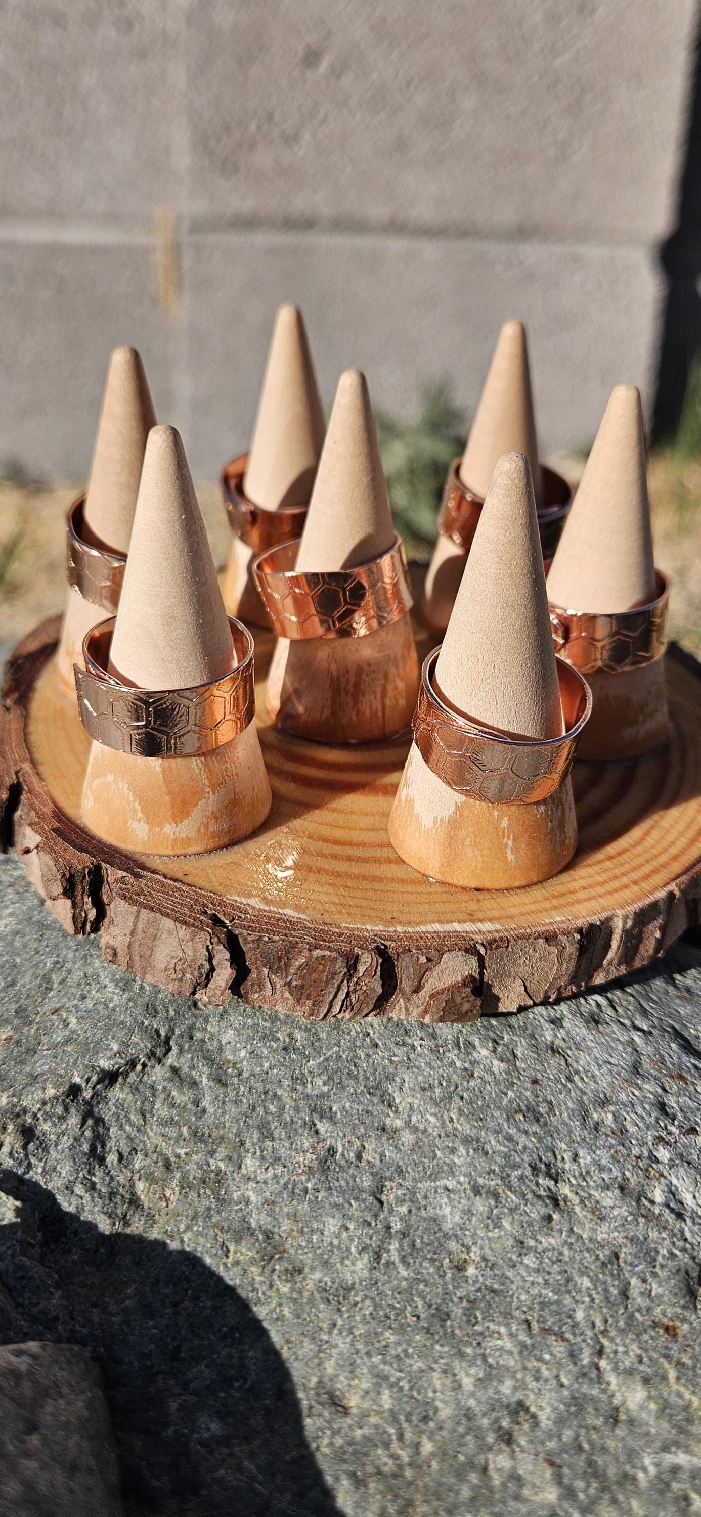 Honeycomb Copper Ring/ Adjustable Copper Band/ Copper Etched Jewelry/ Handmade by  Elven Soul