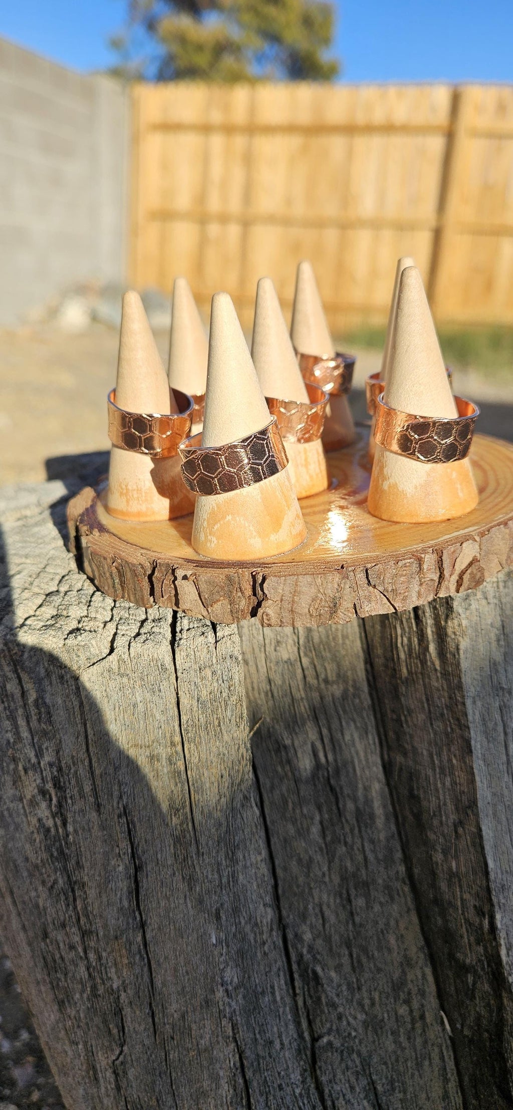 Honeycomb Copper Ring/ Adjustable Copper Band/ Copper Etched Jewelry/ Handmade by  Elven Soul