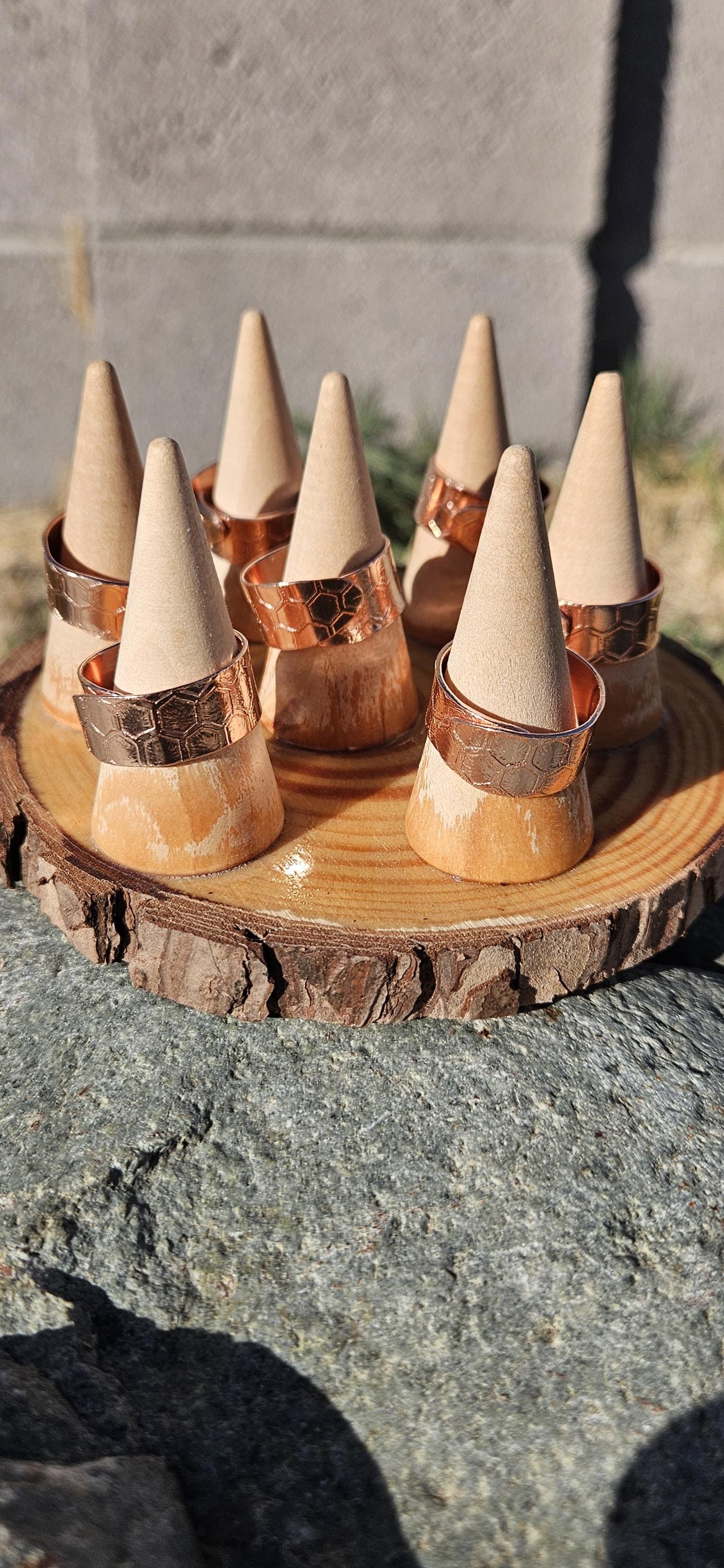 Honeycomb Copper Ring/ Adjustable Copper Band/ Copper Etched Jewelry/ Handmade by  Elven Soul