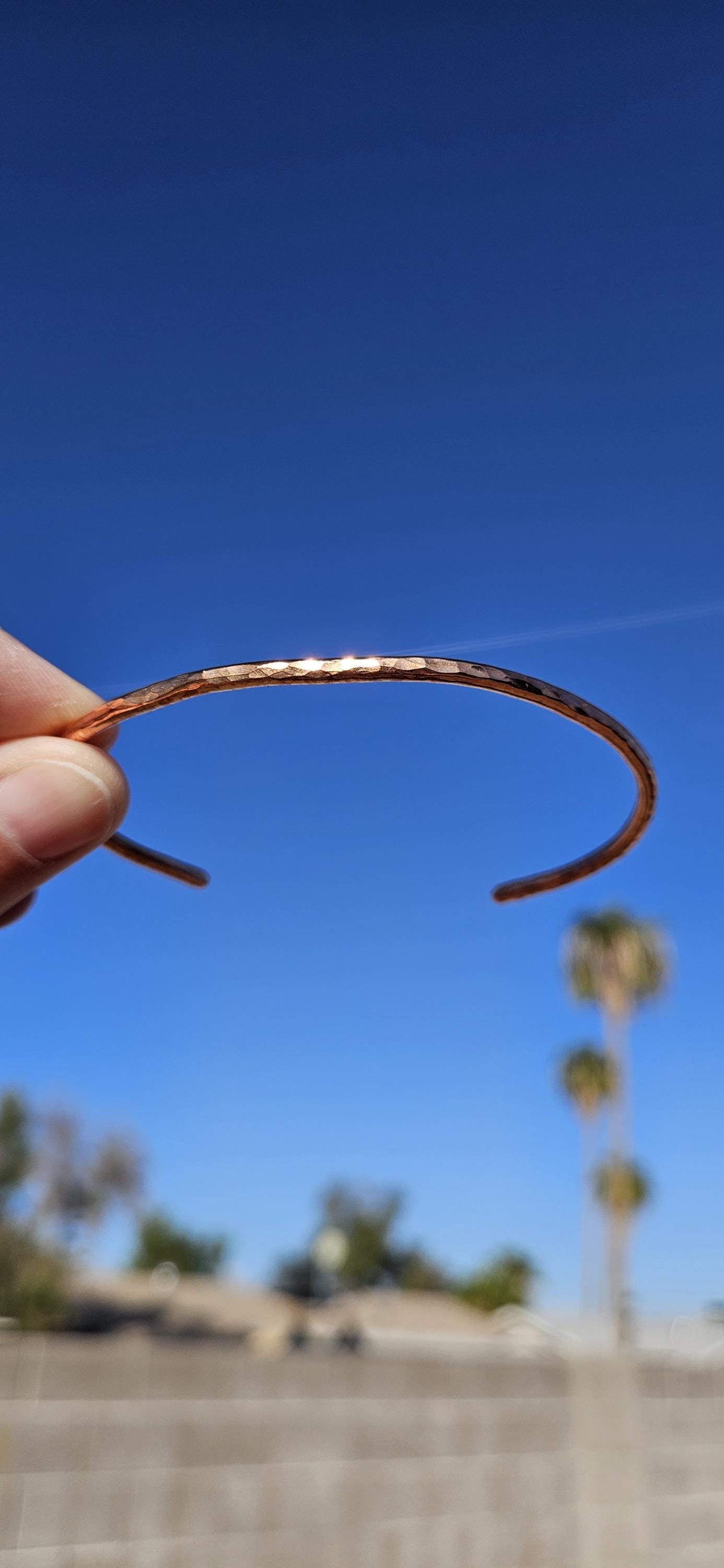 Hammered Copper Cuff Bracelet/ Thin Copper Cuff/ Adjustable Bracelet/ Minimalist Copper Jewelry/ Handmade by Elven Soul