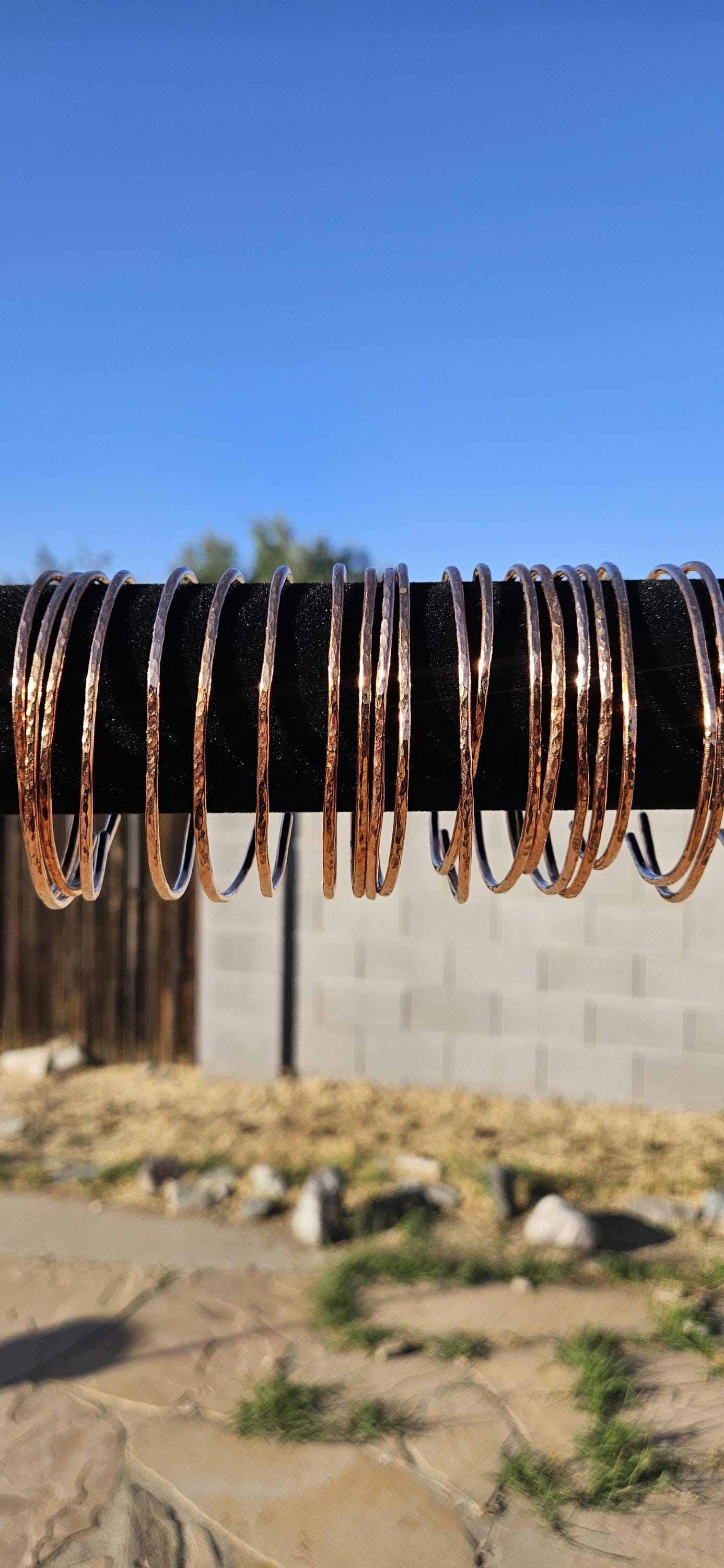 Hammered Copper Cuff Bracelet/ Thin Copper Cuff/ Adjustable Bracelet/ Minimalist Copper Jewelry/ Handmade by Elven Soul