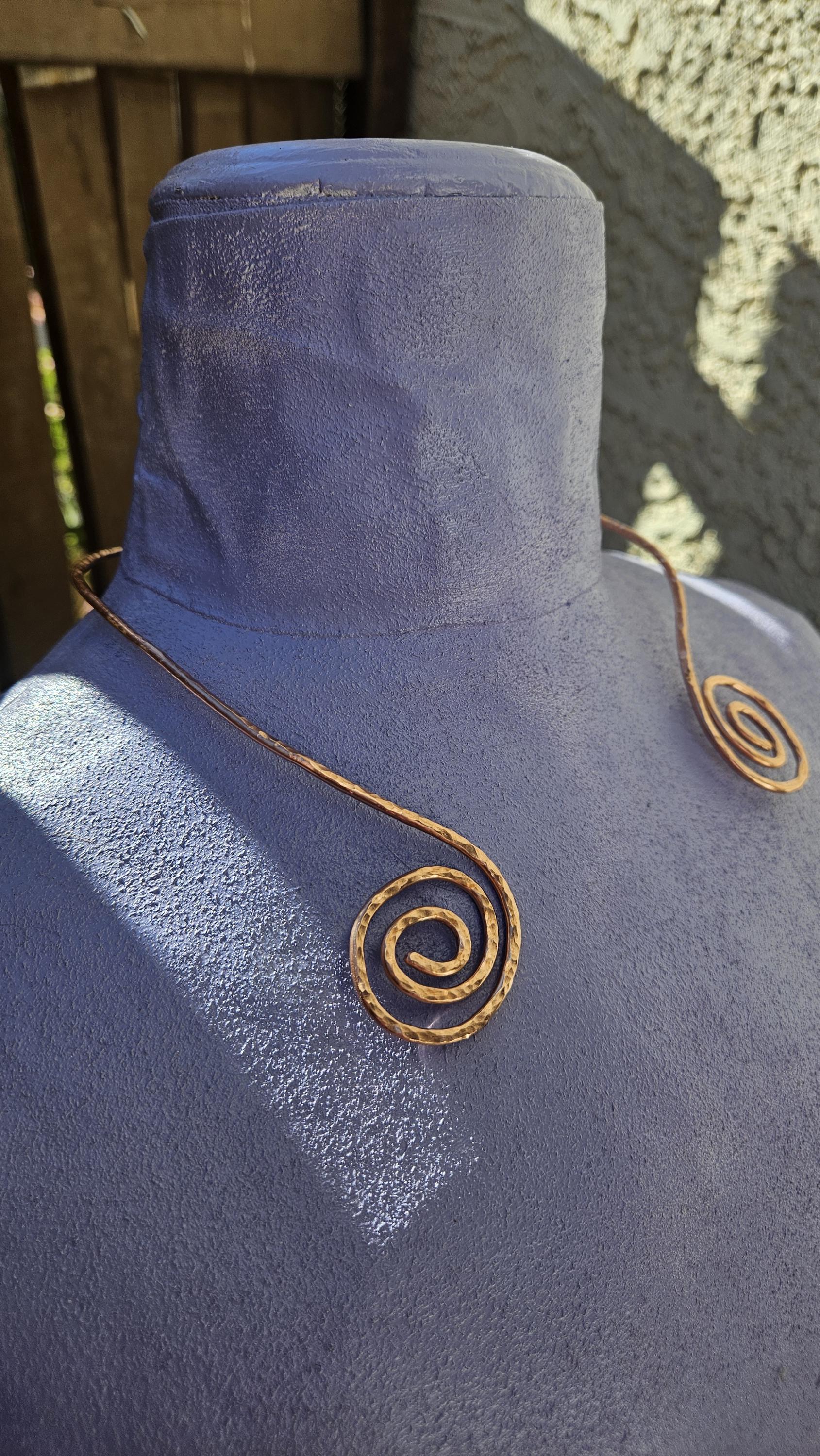 Copper Spiral Torc Necklace/ Hammered Copper Choker/ Viking or Celtic Style Jewelry/ Torque Collar/ By Elven Soul