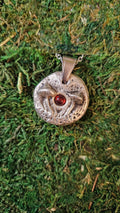 Hand Cast Pewter Mushroom Necklace/ Amber Stone/ Original Hand Sculpted Design/ Nature Pendant/ Cottagecore/ Jewelry By Elven Soul