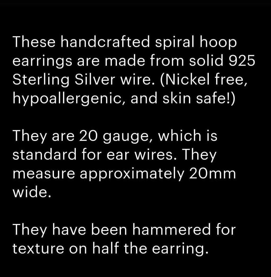 Sterling Silver Spiral Hoop Earrings | Small Delicate Threaders | Hammered Swirl | Minimalist | Handmade Jewelry by Elven Soul