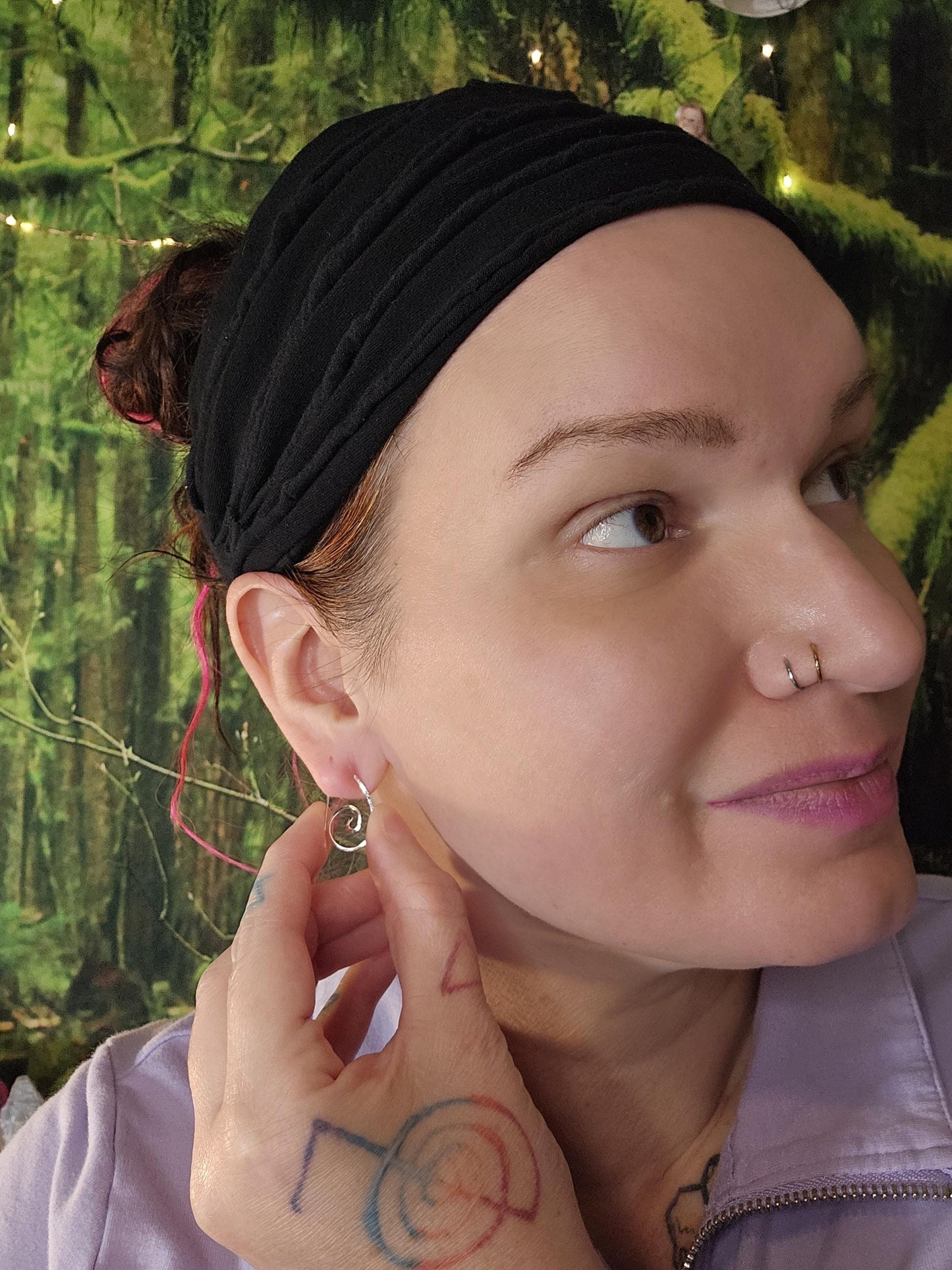 Sterling Silver Spiral Teardrop Hoop Earrings | Small Delicate Threaders | Hammered Swirl | Minimalist | Handmade Jewelry by Elven Soul