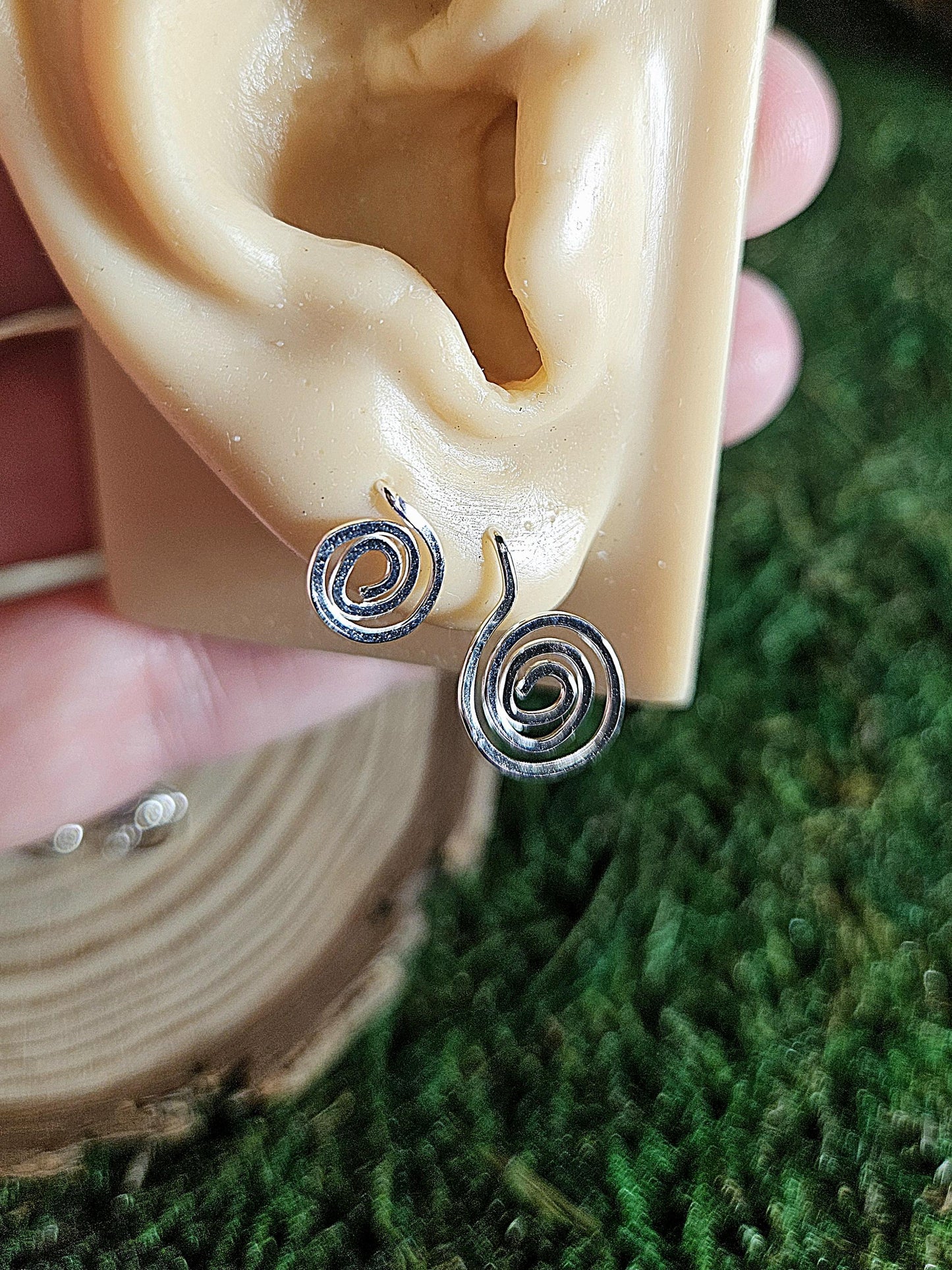 Sacred Spiral Stud Earrings Sterling Silver or 14 K Yellow Gold Filled | Delicate Minimalist | Hammered Celtic Swirl | Handmade Jewelry