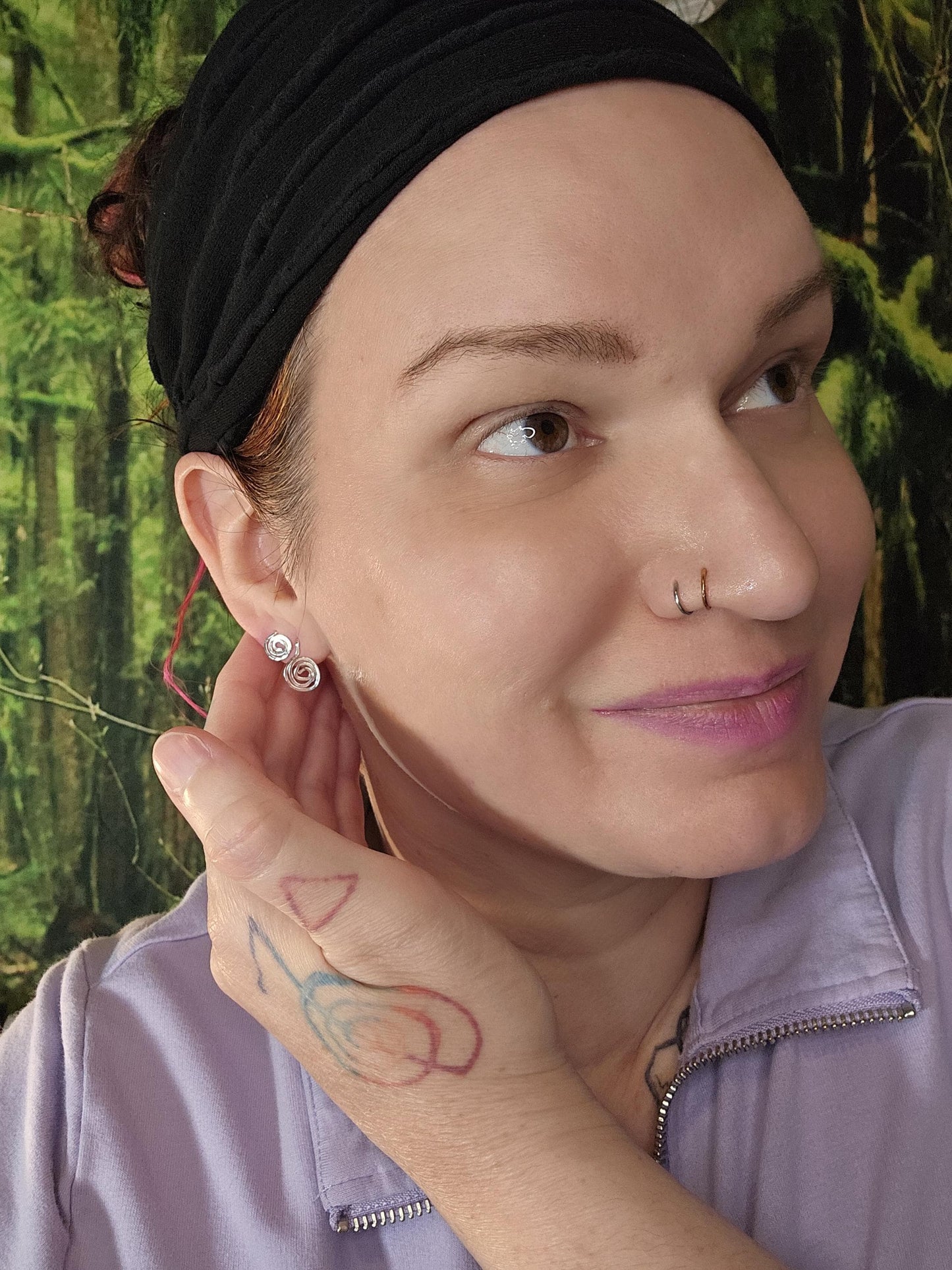 Sacred Spiral Stud Earrings Sterling Silver or 14 K Yellow Gold Filled | Delicate Minimalist | Hammered Celtic Swirl | Handmade Jewelry