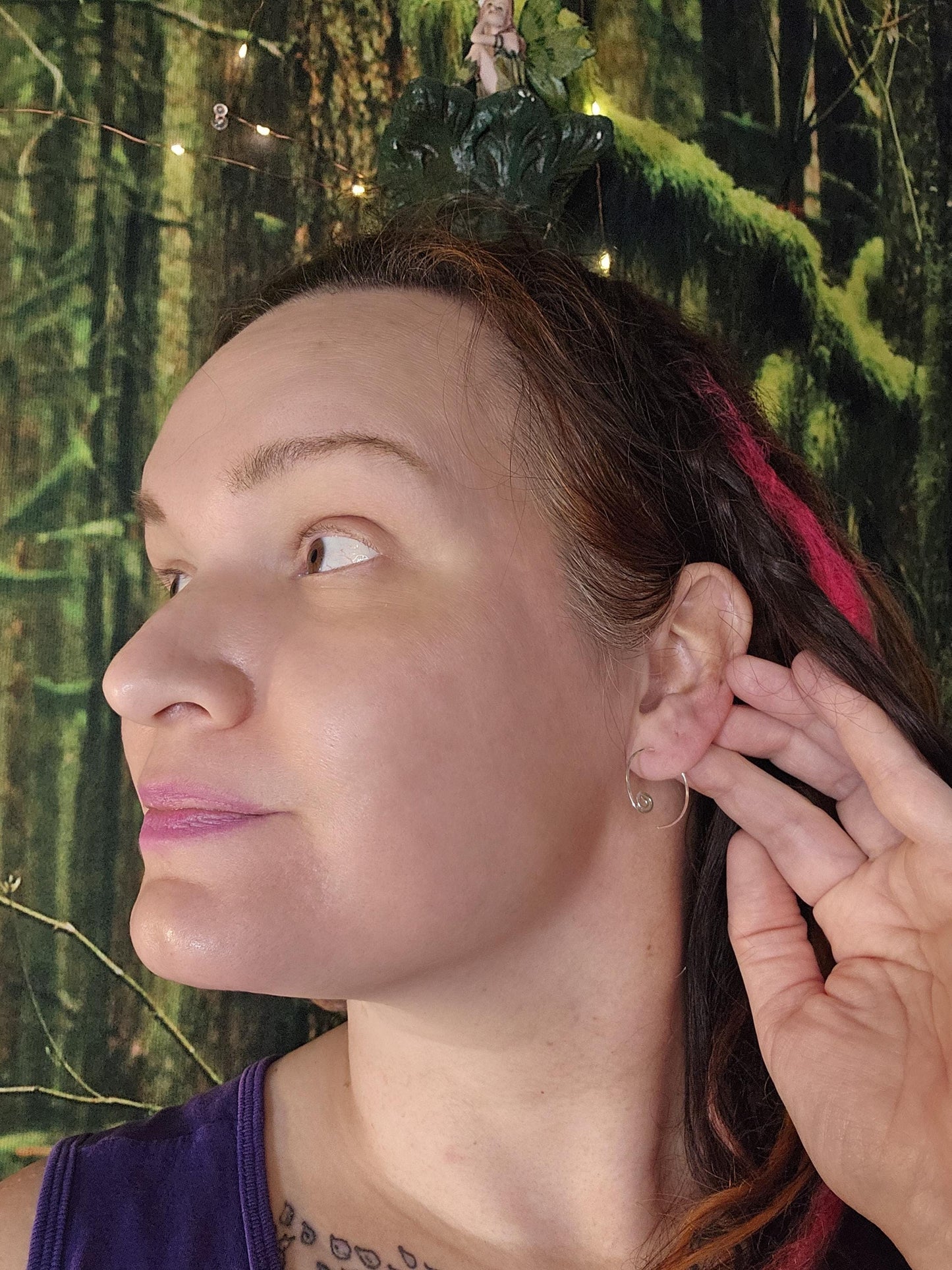 Sterling Silver Spiral Hoop Earrings | Small Delicate Threaders | Hammered Swirl | Minimalist | Handmade Jewelry by Elven Soul