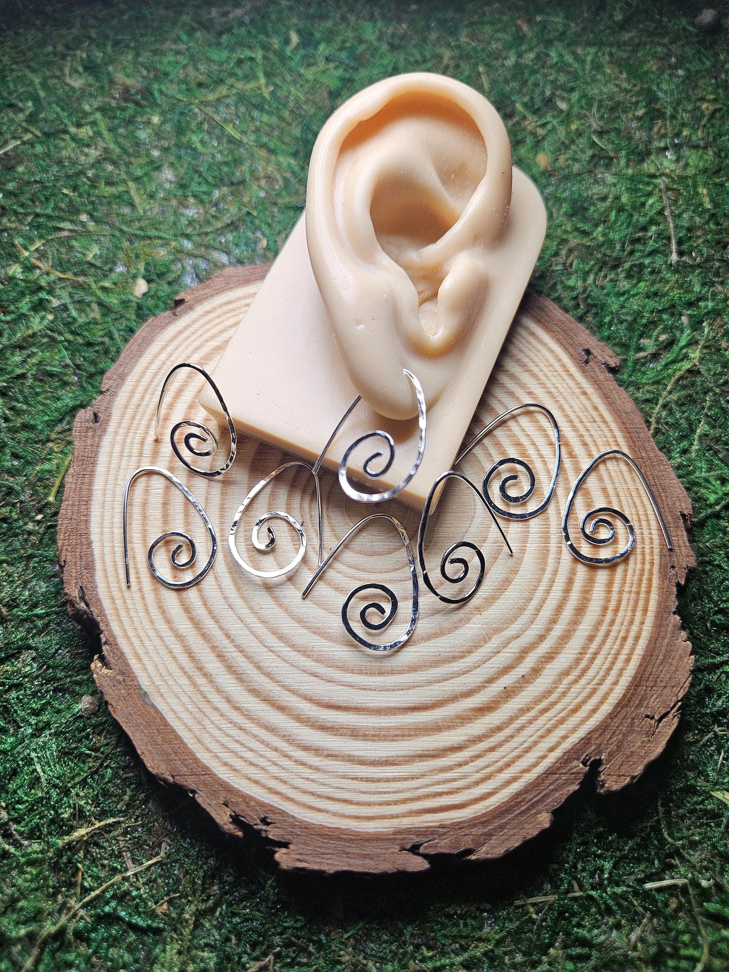 Sterling Silver Spiral Teardrop Hoop Earrings | Small Delicate Threaders | Hammered Swirl | Minimalist | Handmade Jewelry by Elven Soul