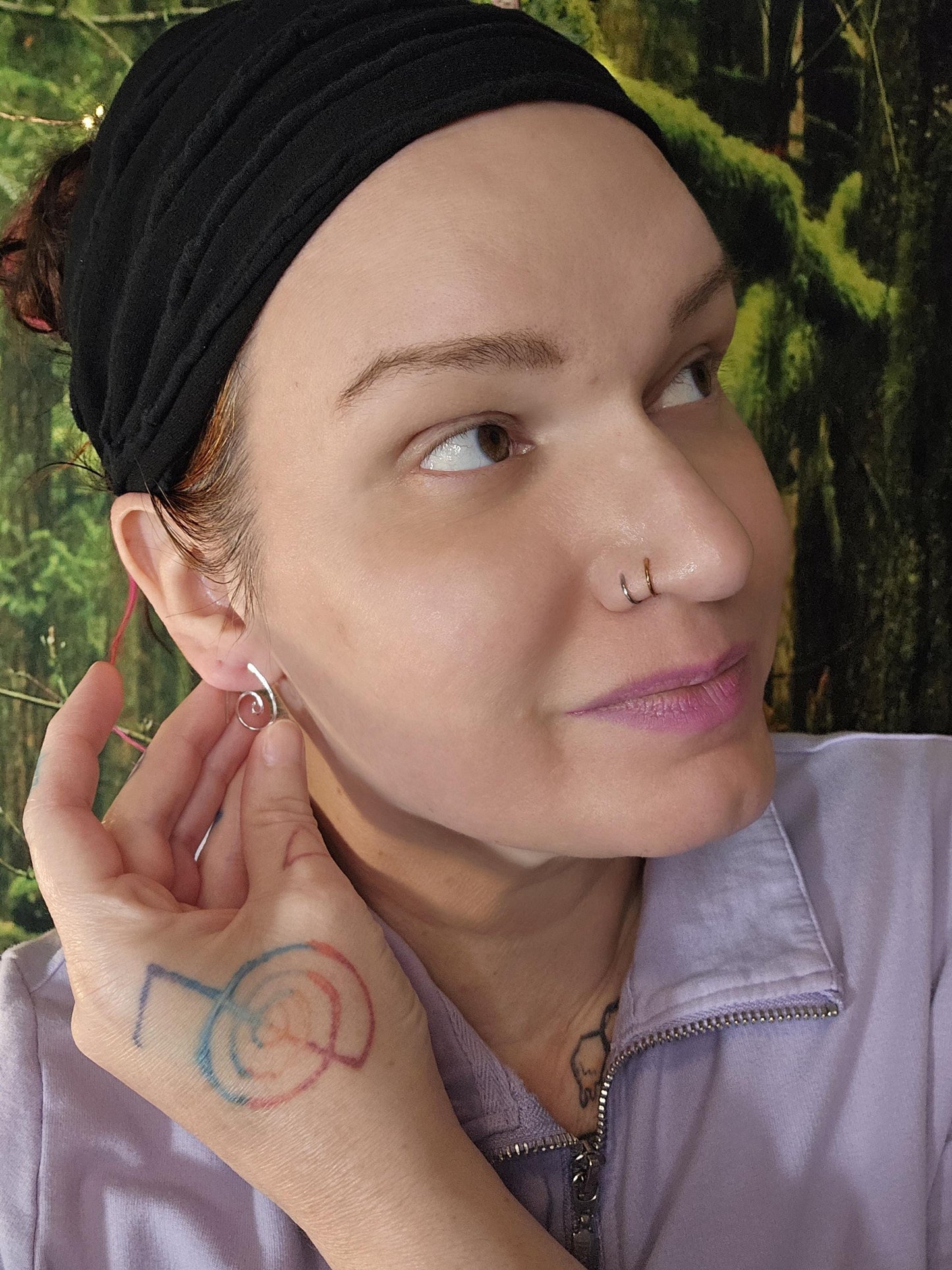 Sterling Silver Spiral Teardrop Hoop Earrings | Small Delicate Threaders | Hammered Swirl | Minimalist | Handmade Jewelry by Elven Soul