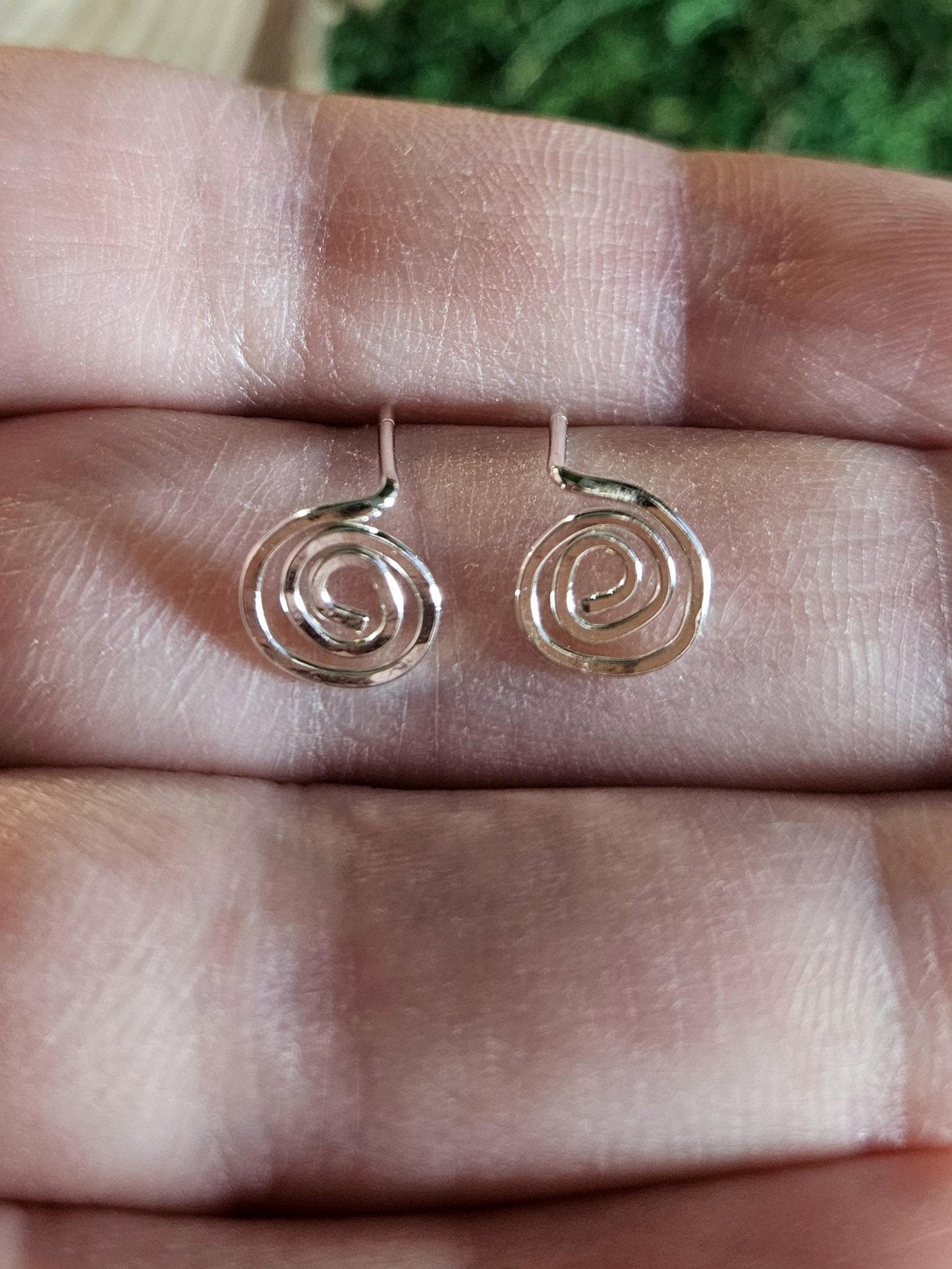 Sacred Spiral Stud Earrings Sterling Silver or 14 K Yellow Gold Filled | Delicate Minimalist | Hammered Celtic Swirl | Handmade Jewelry