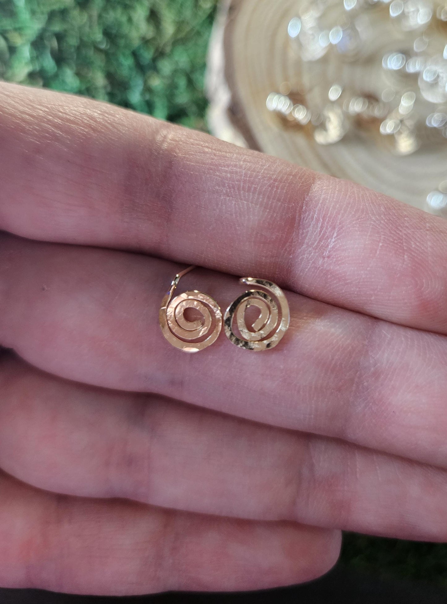 Sacred Spiral Stud Earrings Sterling Silver or 14 K Yellow Gold Filled | Delicate Minimalist | Hammered Celtic Swirl | Handmade Jewelry