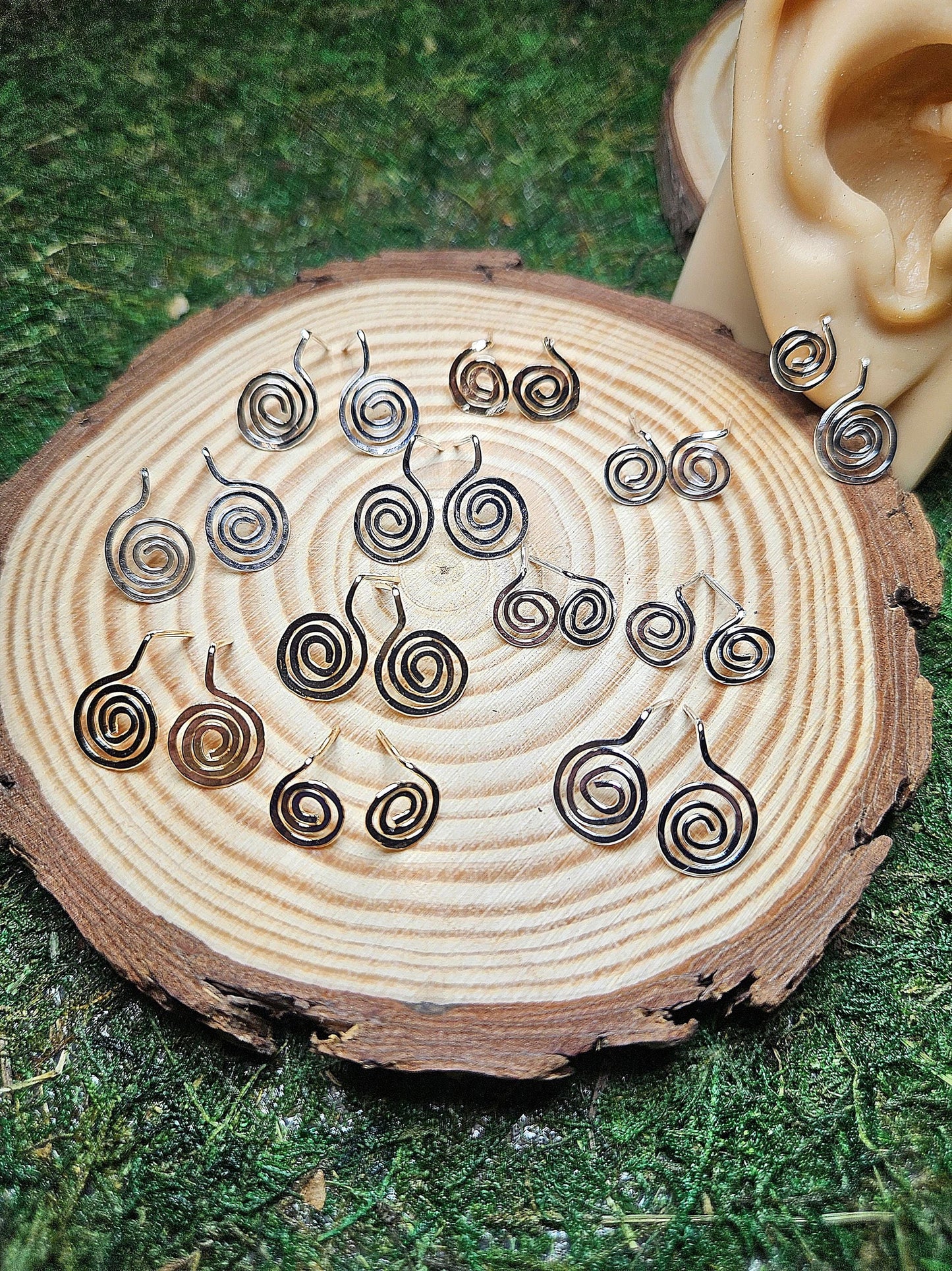 Sacred Spiral Stud Earrings Sterling Silver or 14 K Yellow Gold Filled | Delicate Minimalist | Hammered Celtic Swirl | Handmade Jewelry