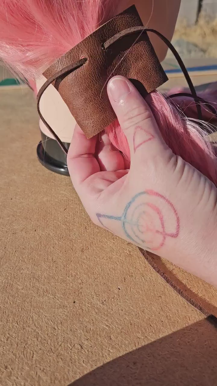 Leather Hair Wraps/ Leather and Suede Ponytail Holders/ Small Pair or Single Large/ Hair Cuffs/ Biker/ Renaissance/ Choose Color/ Elven Soul