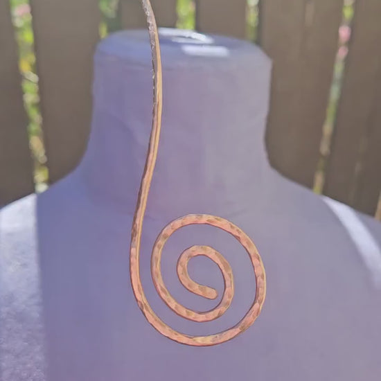 Copper Spiral Torc Necklace/ Hammered Copper Choker/ Viking or Celtic Style Jewelry/ Torque Collar/ By Elven Soul