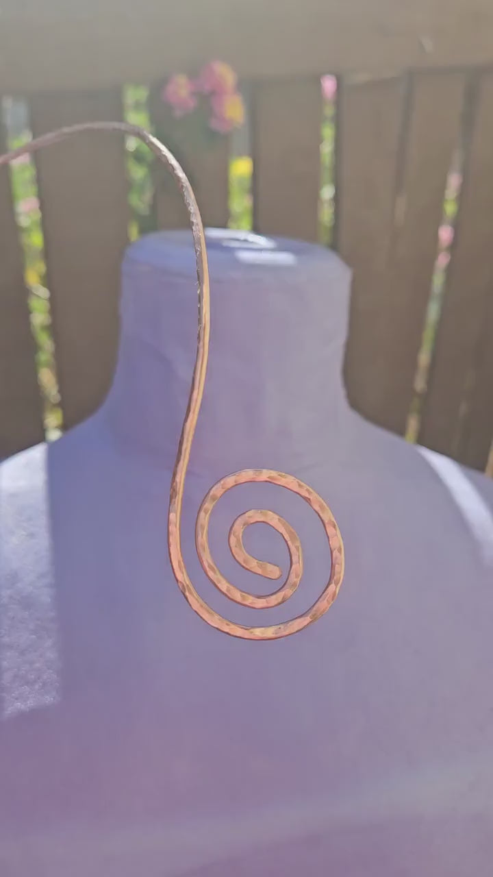 Copper Spiral Torc Necklace/ Hammered Copper Choker/ Viking or Celtic Style Jewelry/ Torque Collar/ By Elven Soul