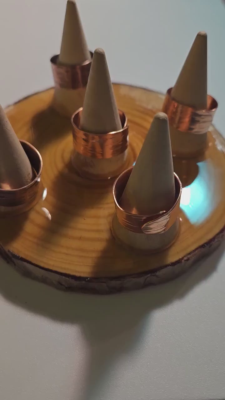 Copper Tree Bark Ring/ Adjustable Copper Ring/ Wide Ring Band/ Rustic Copper Jewelry / Elven Soul