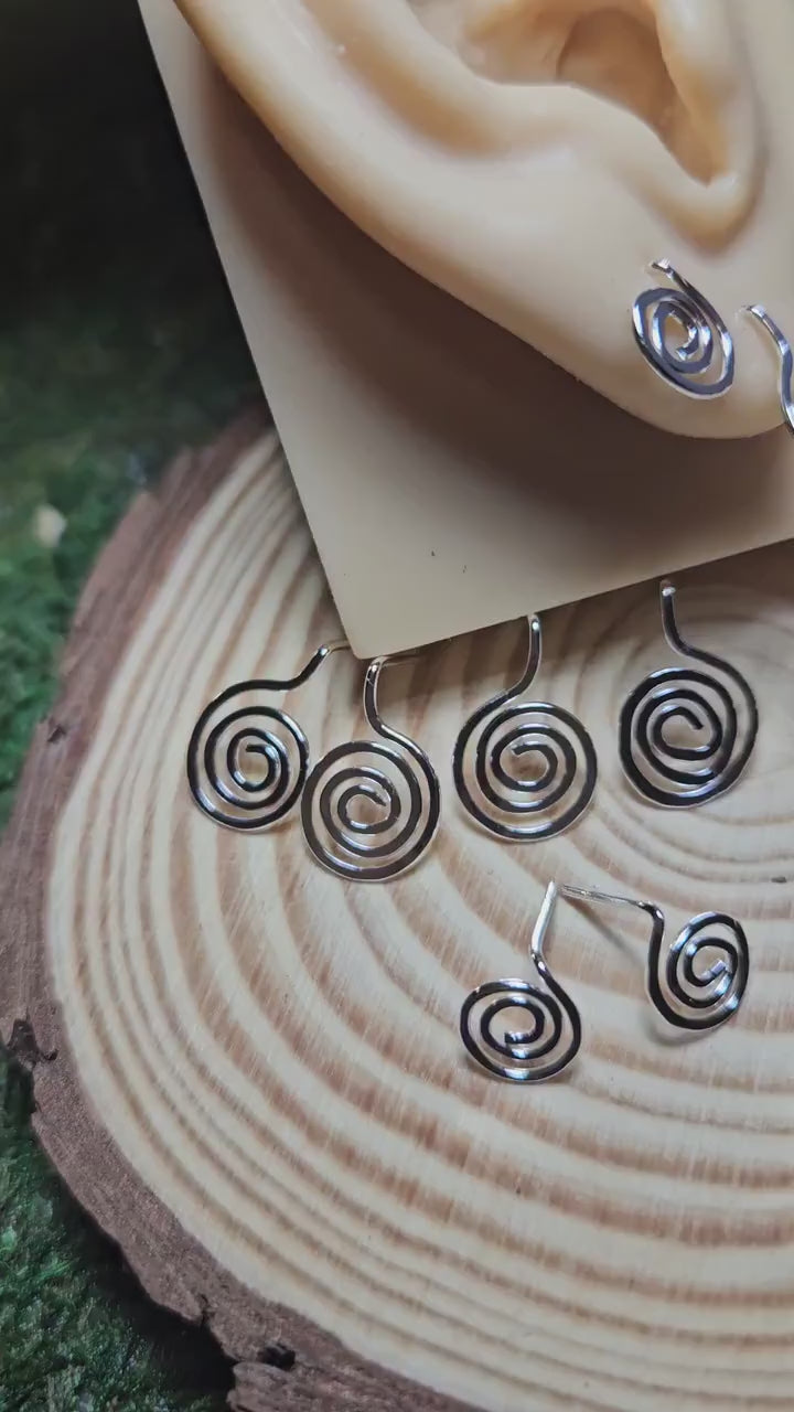 Sacred Spiral Stud Earrings Sterling Silver or 14 K Yellow Gold Filled | Delicate Minimalist | Hammered Celtic Swirl | Handmade Jewelry