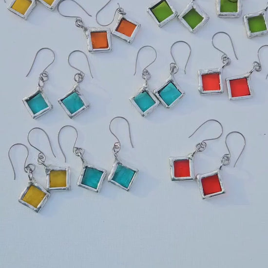Stained Glass Earrings/ Silver Soft Soldered/ Handmade Niobium Ear Wires/Safe For Sensitive Ears/Elven Soul