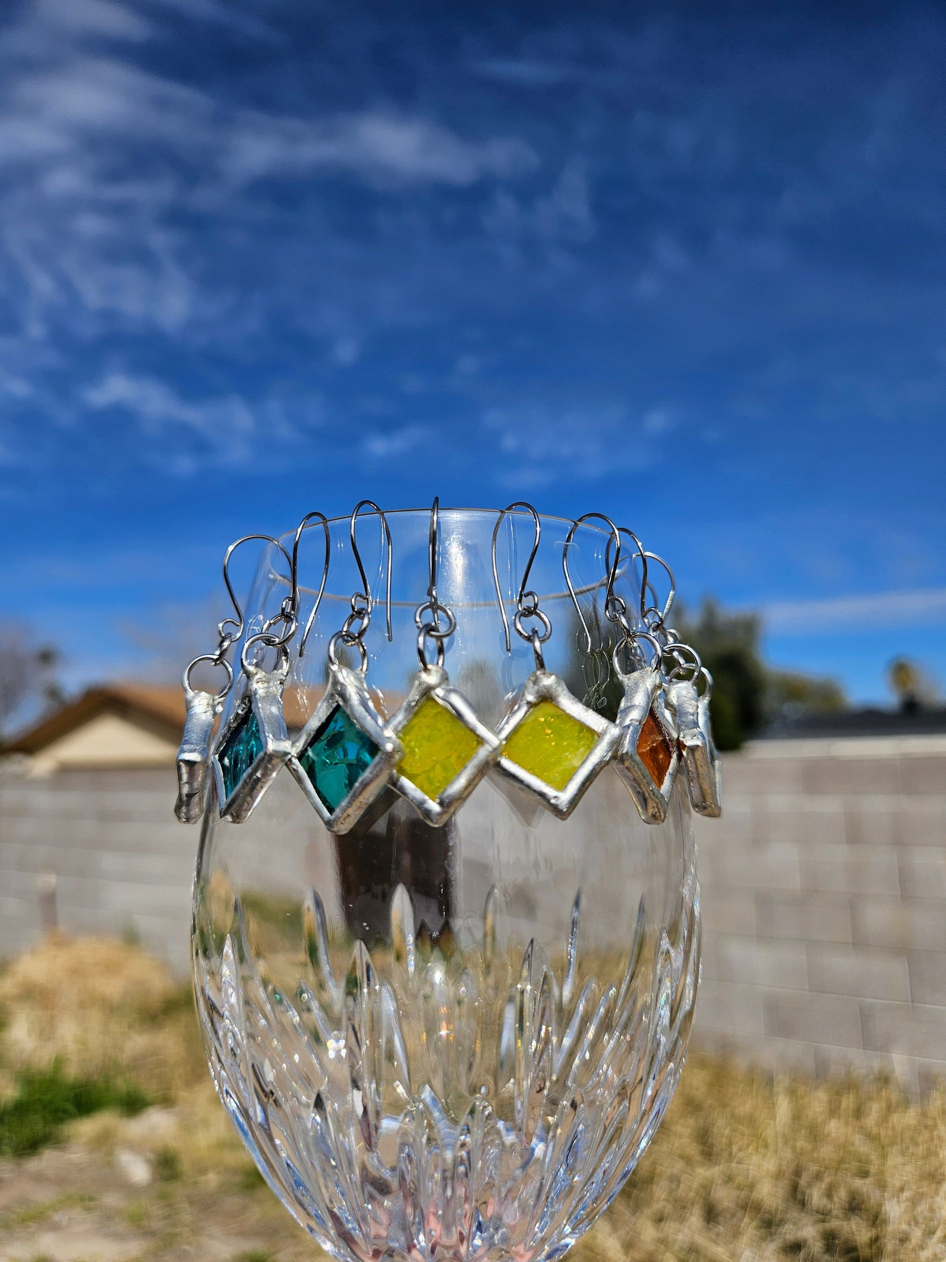 Stained Glass Earrings/ Silver Soft Soldered/ Handmade Niobium Ear Wires/Safe For Sensitive Ears/Elven Soul