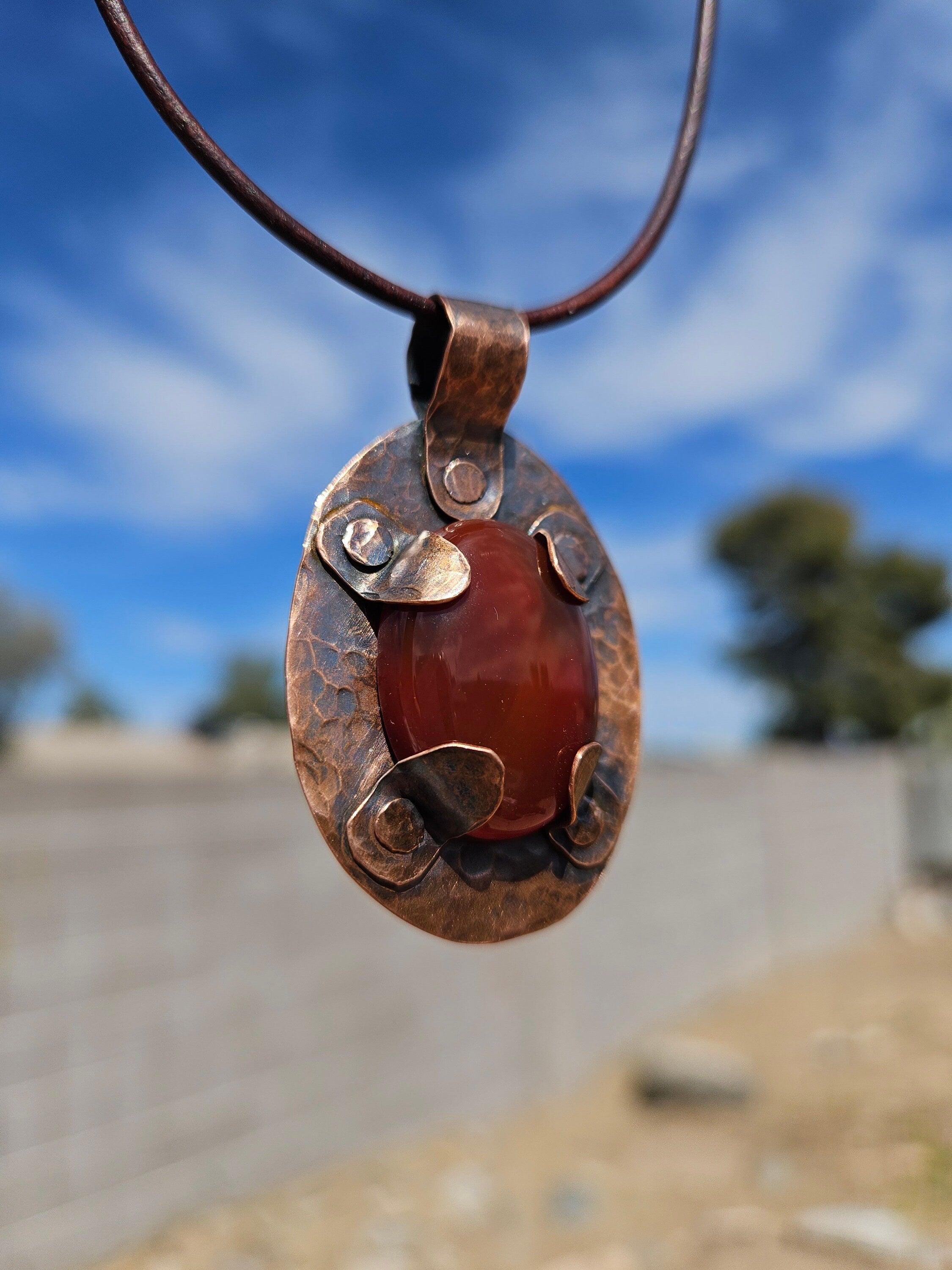 Hammered hot sale copper necklace