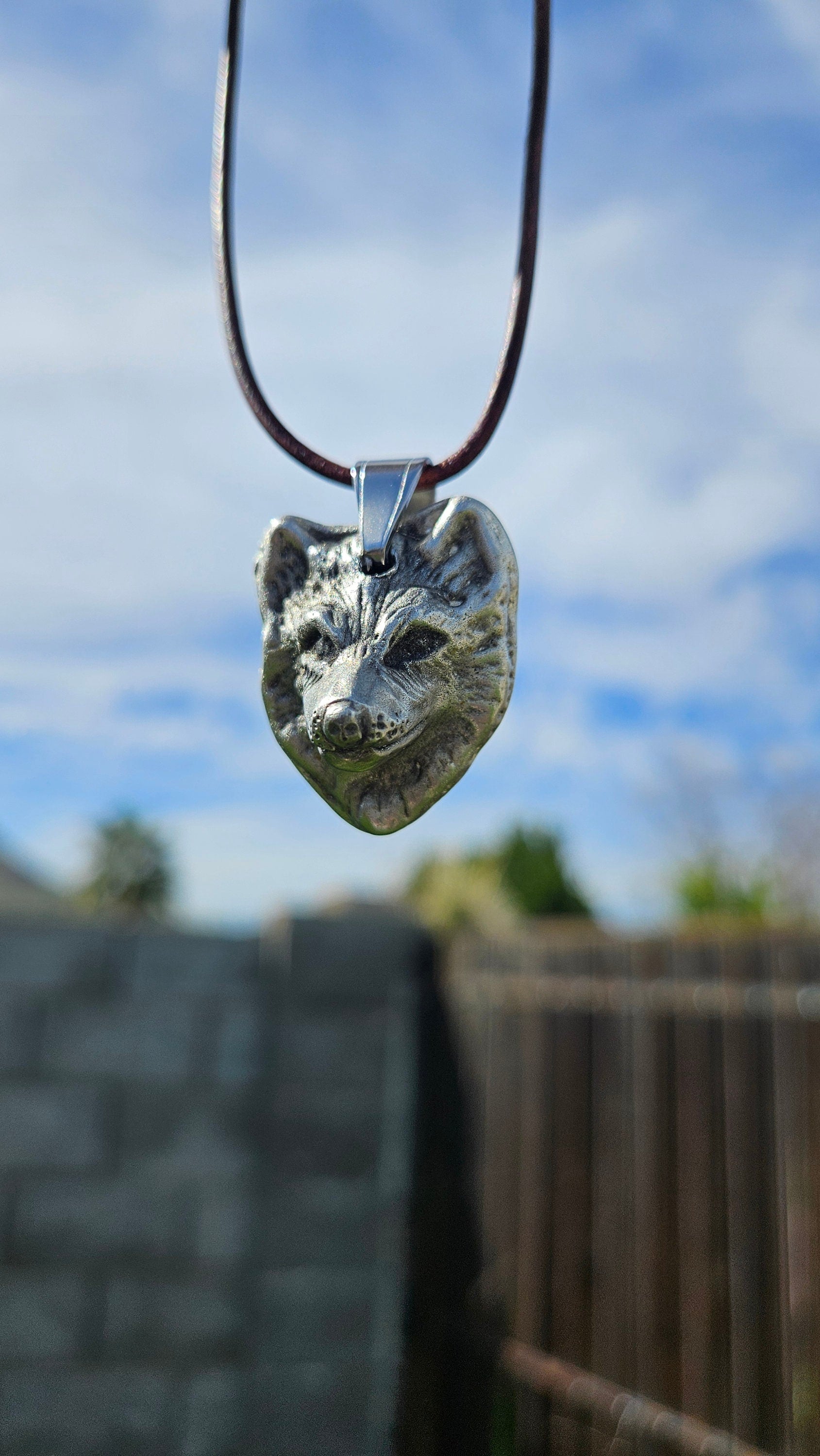 Pewter Wolf Necklace/ Wolf Pendant/ Pewter Cast Jewelry/ Stainless Steel Chain or Adjustable Leather Cord/Handmade By Elven Soul