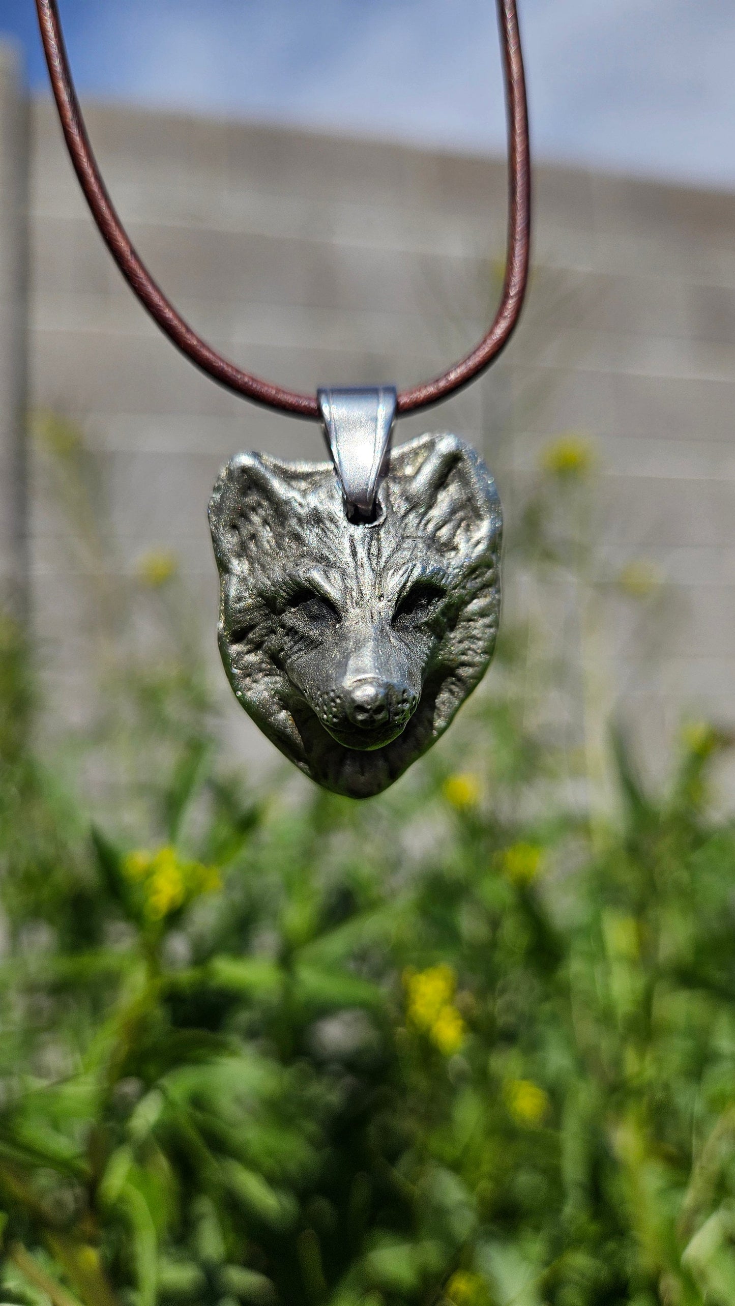 Pewter Wolf Necklace/ Wolf Pendant/ Pewter Cast Jewelry/ Stainless Steel Chain or Adjustable Leather Cord/Handmade By Elven Soul